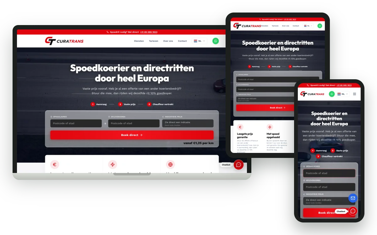 curatrans.nl auf Laptop, Tablet und Handy